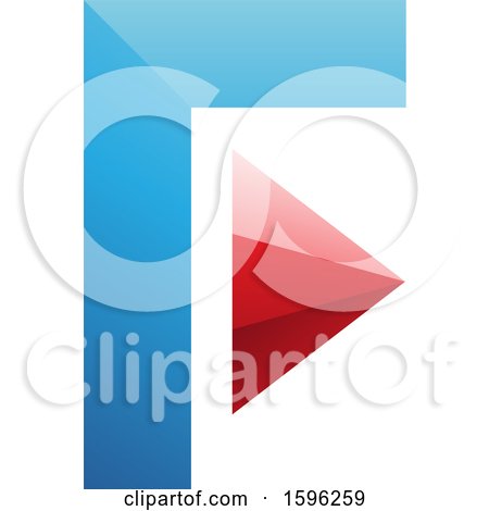 Clipart of a Blue and Red Corner and Triangle Letter F Logo - Royalty Free Vector Illustration by cidepix