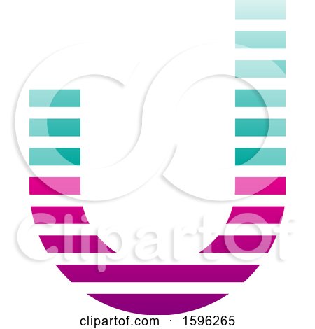 Clipart of a Striped Turquoise and Magenta Letter J Logo - Royalty Free Vector Illustration by cidepix