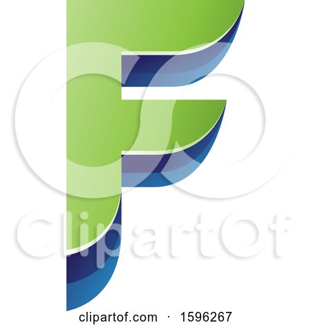 Clipart of a Layered Green and Blue Letter F Logo - Royalty Free Vector Illustration by cidepix