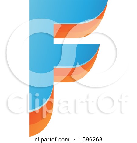 Clipart of a Layered Blue and Orange Letter F Logo - Royalty Free Vector Illustration by cidepix