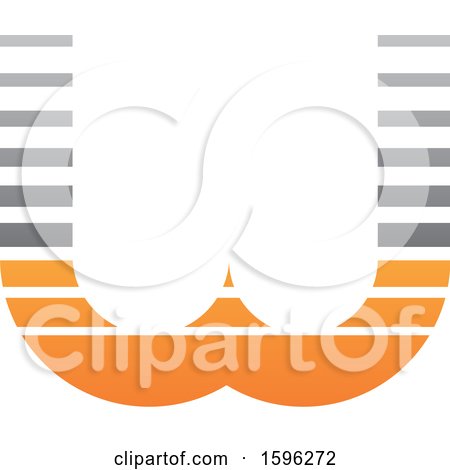 Clipart of a Striped Gray and Orange Letter W Logo - Royalty Free Vector Illustration by cidepix