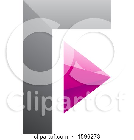 Clipart of a Gray and Purple Corner and Triangle Letter F Logo - Royalty Free Vector Illustration by cidepix