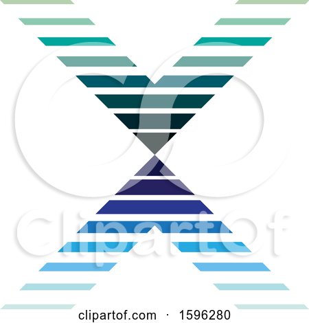 Clipart of a Striped Blue and Green Letter X Logo - Royalty Free Vector Illustration by cidepix