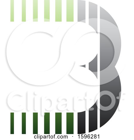 Clipart of a Striped Gray and Green Letter B Logo - Royalty Free Vector Illustration by cidepix
