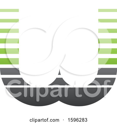Clipart of a Striped Gray and Green Letter W Logo - Royalty Free Vector Illustration by cidepix