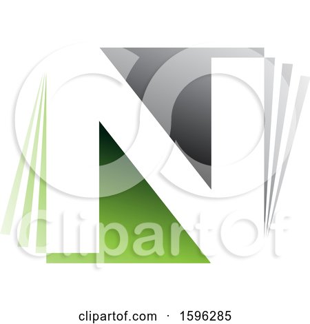 Clipart of a Gray and Green Letter N Logo - Royalty Free Vector Illustration by cidepix