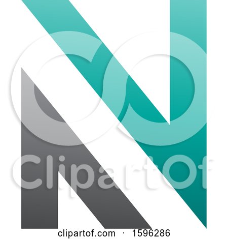 Clipart of a Gray and Turquoise Letter N Logo - Royalty Free Vector Illustration by cidepix