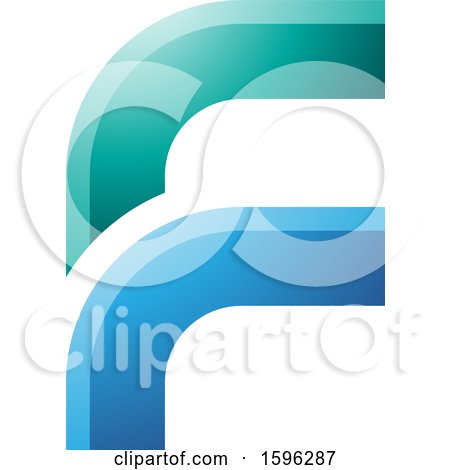 Clipart of a Rounded Corner Green and Blue Letter F Logo - Royalty Free Vector Illustration by cidepix