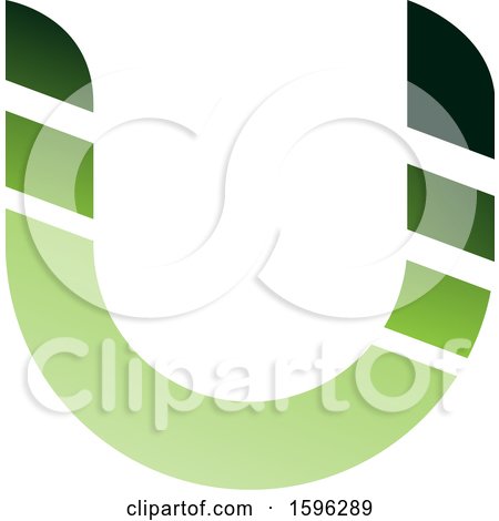 Clipart of a Striped Green Letter U Logo - Royalty Free Vector Illustration by cidepix