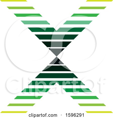 Clipart of a Striped Green Letter X Logo - Royalty Free Vector Illustration by cidepix