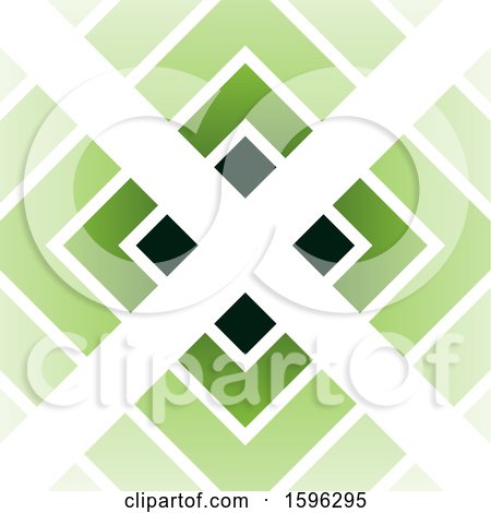 Clipart of a White Letter X over Green Diamonds Logo - Royalty Free Vector Illustration by cidepix