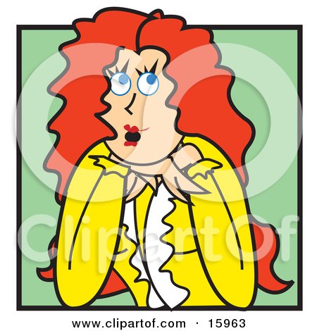Surprised Redhaired Woman Falling In Love At Firt Sight Clipart Illustration by Andy Nortnik