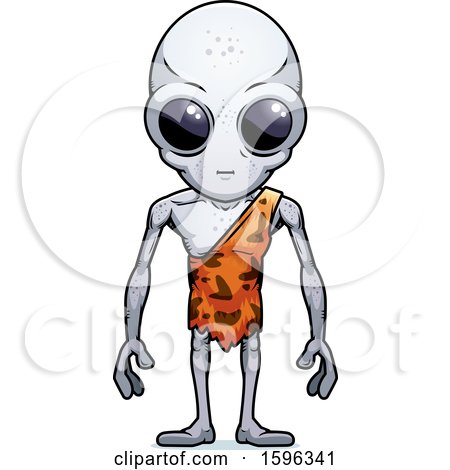 Clipart of a Cartoon Standing Caveman Alien - Royalty Free Vector Illustration by Cory Thoman
