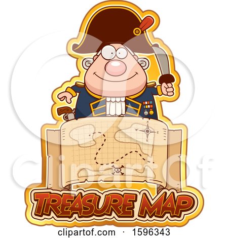 Clipart of a Pirate Captain over a Treasure Map - Royalty Free Vector Illustration by Cory Thoman