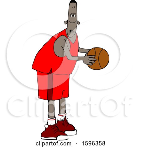 Clipart of a Cartoon Black Male Basketball Player - Royalty Free Vector Illustration by djart