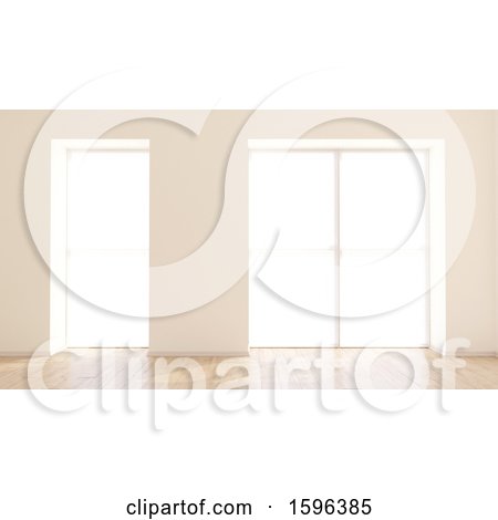 Clipart of a 3d Empty Room Interior - Royalty Free Illustration by KJ Pargeter