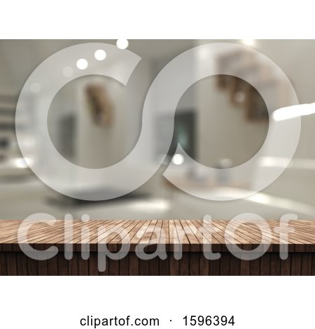 Clipart of a 3d Counter and Blurred Room Interior - Royalty Free Illustration by KJ Pargeter
