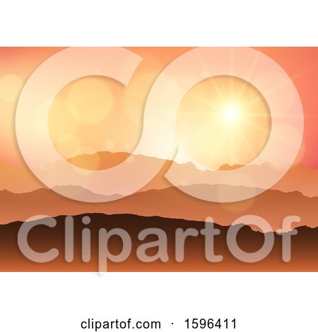 Clipart of a Mountainous Susnet Background - Royalty Free Vector Illustration by KJ Pargeter