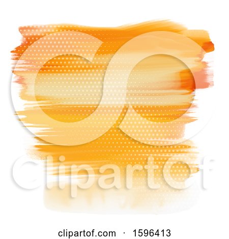 Clipart of a Hafltone and Orange Watercolor Strokes Background, on White - Royalty Free Vector Illustration by KJ Pargeter