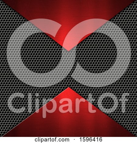 Clipart of a Red and Perforated Metal Background - Royalty Free Illustration by KJ Pargeter