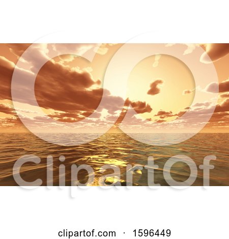 Clipart of a 3d Ocean Sunset Background - Royalty Free Illustration by KJ Pargeter