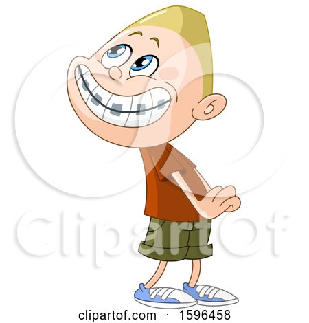 Royalty-Free (RF) Clip Art Illustration of a Cartoon Boy Showing His New  Braces by toonaday #438838