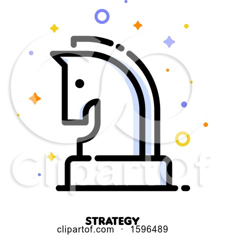 Clipart of a Chess Knight Piece Strategy Icon - Royalty Free Vector Illustration by elena