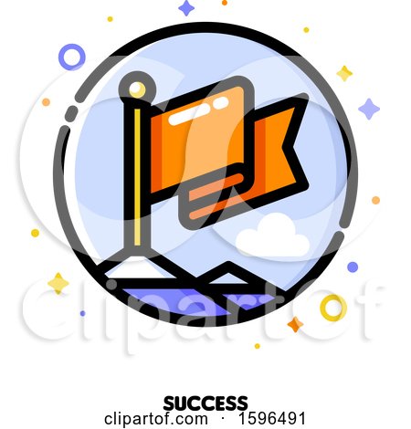 Clipart of a Mountain Top Flag with Success Text Icon - Royalty Free Vector Illustration by elena