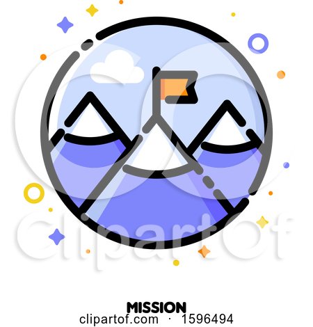 Clipart of a Mountain Top Flag and Mission Text Icon - Royalty Free Vector Illustration by elena