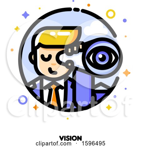 Clipart of a Businessman Using a Telescope Icon - Royalty Free Vector Illustration by elena