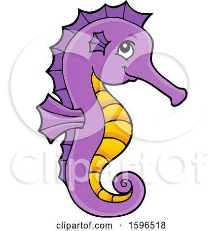Clipart of a Cute Purple and Yellow Seahorse - Royalty Free Vector Illustration by visekart
