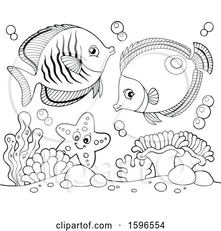 Clipart of Lineart Fish - Royalty Free Vector Illustration by visekart