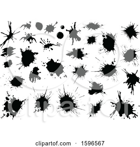 Clipart of Black Ink Splatter Design Elements - Royalty Free Vector Illustration by dero