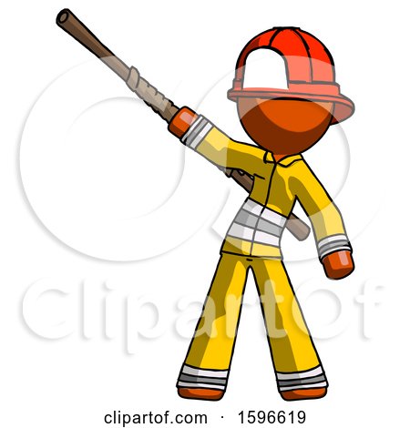 Orange Firefighter Fireman Man Bo Staff Pointing up Pose by Leo Blanchette