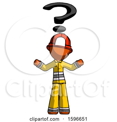 Orange Firefighter Fireman Man with Question Mark Above Head, Confused by Leo Blanchette