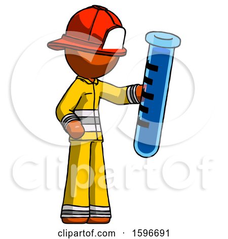 Orange Firefighter Fireman Man Holding Large Test Tube by Leo Blanchette