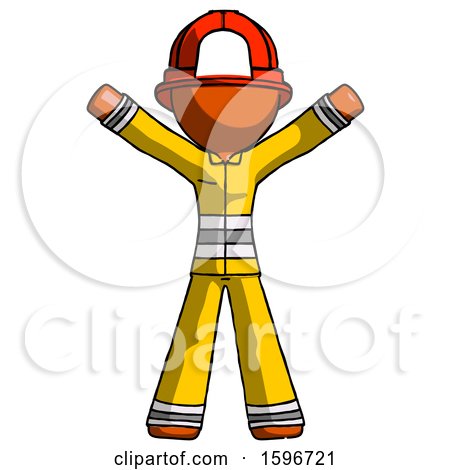 Orange Firefighter Fireman Man Surprise Pose, Arms and Legs out by Leo Blanchette
