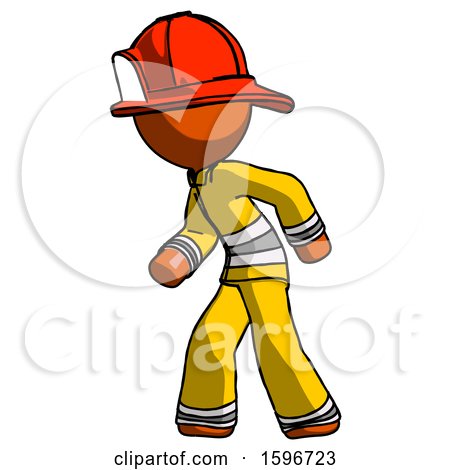 Orange Firefighter Fireman Man Suspense Action Pose Facing Left by Leo Blanchette