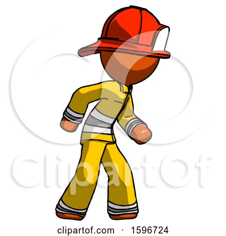 Orange Firefighter Fireman Man Suspense Action Pose Facing Right by Leo Blanchette