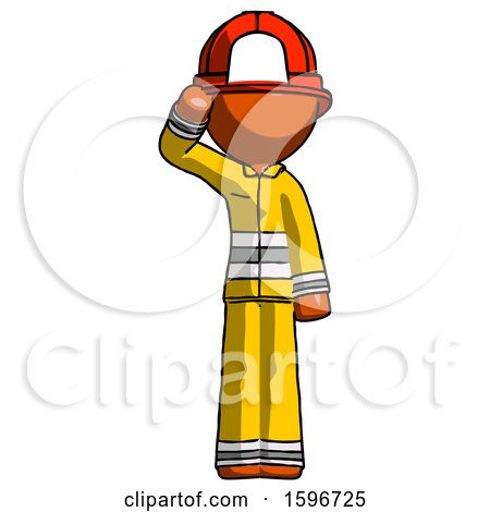 Orange Firefighter Fireman Man Soldier Salute Pose by Leo Blanchette
