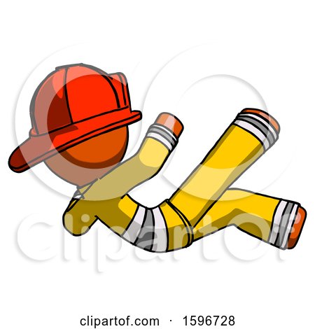 Orange Firefighter Fireman Man Falling Backwards by Leo Blanchette