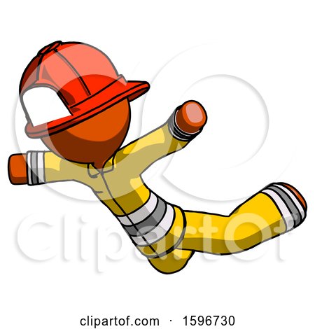 Orange Firefighter Fireman Man Skydiving or Falling to Death by Leo Blanchette