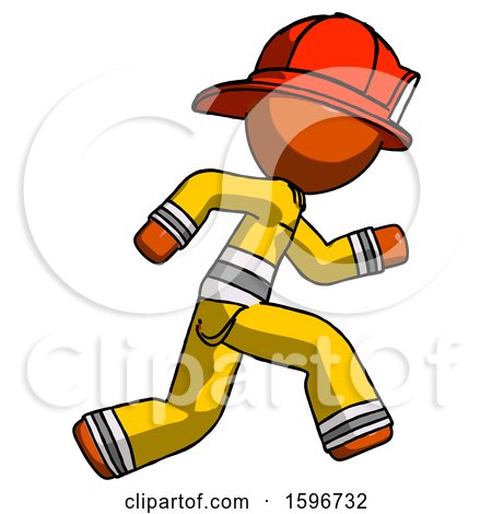 Orange Firefighter Fireman Man Running Fast Right by Leo Blanchette