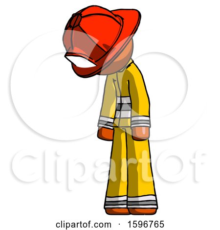 Orange Firefighter Fireman Man Depressed with Head down Turned Left by Leo Blanchette