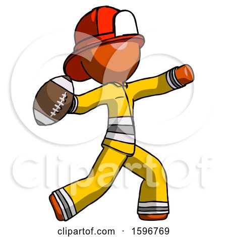 Orange Firefighter Fireman Man Throwing Football by Leo Blanchette