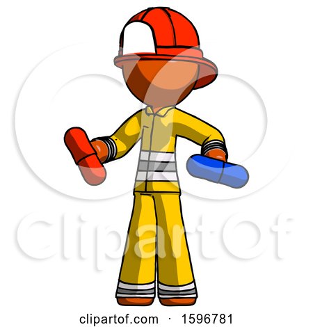 Orange Firefighter Fireman Man Red Pill or Blue Pill Concept by Leo Blanchette