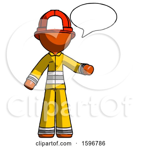 Orange Firefighter Fireman Man with Word Bubble Talking Chat Icon by Leo Blanchette