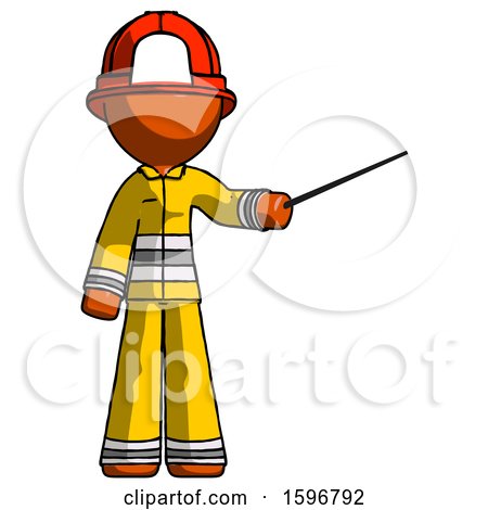 Orange Firefighter Fireman Man Teacher or Conductor with Stick or Baton Directing by Leo Blanchette