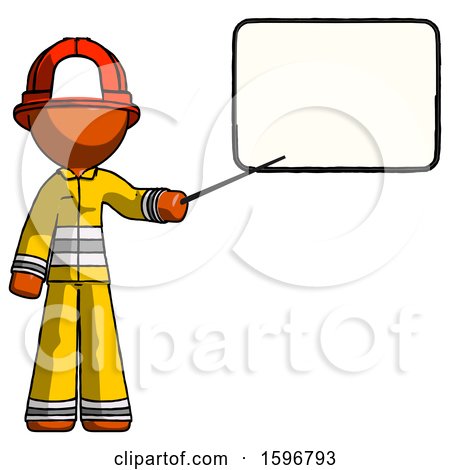 Orange Firefighter Fireman Man Giving Presentation in Front of Dry-erase Board by Leo Blanchette