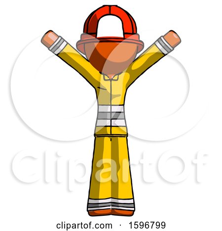 Orange Firefighter Fireman Man with Arms out Joyfully by Leo Blanchette
